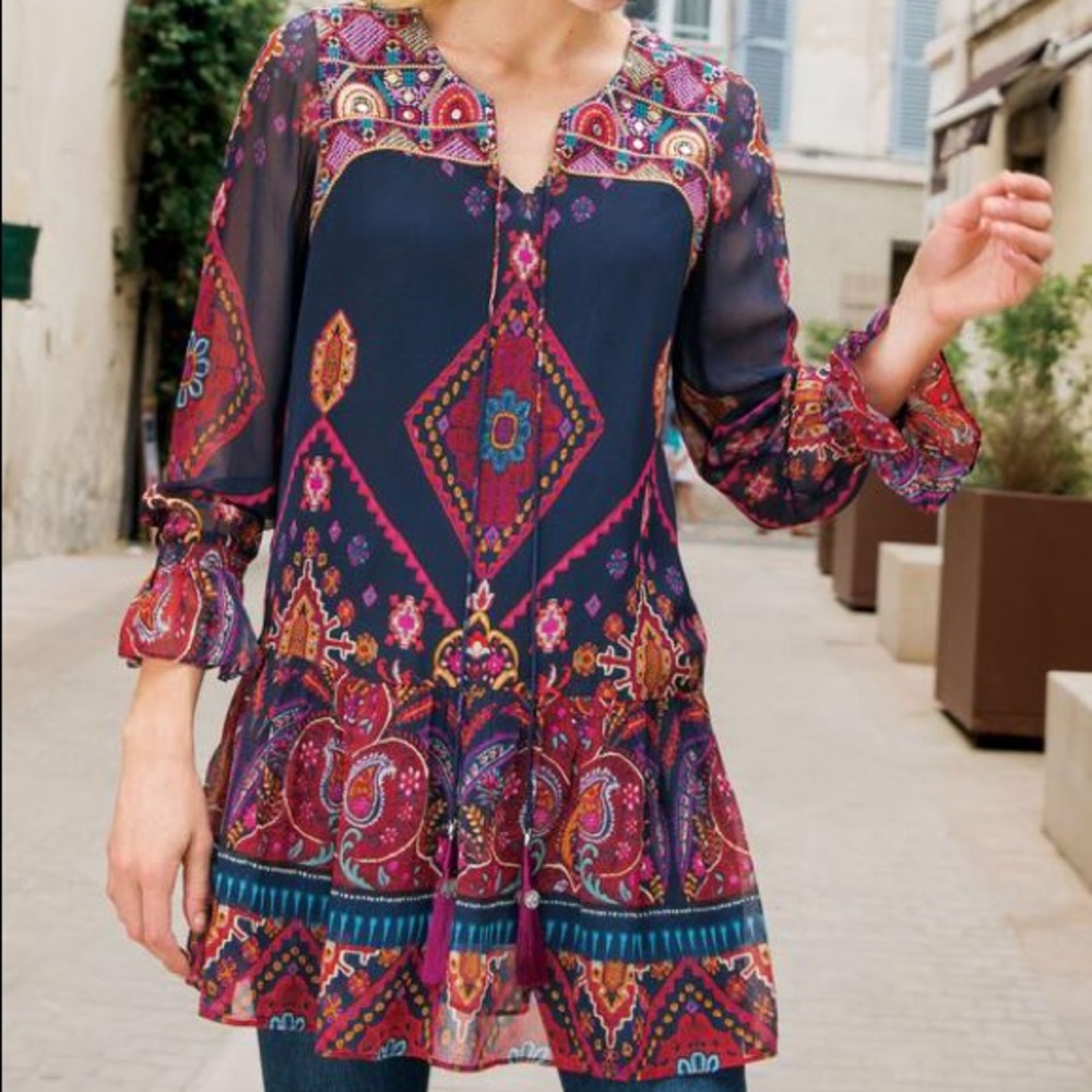 Soft Surroundings Iskra Printed Tunic Size Small